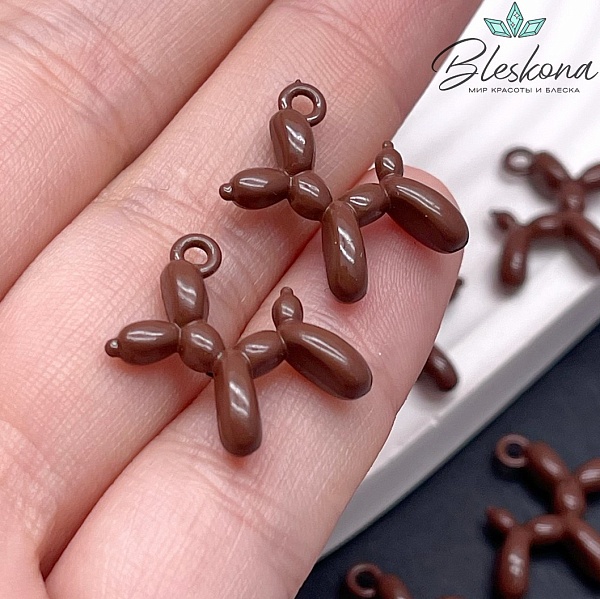 14*18 мм, Подвеска пудель коричневая эмаль