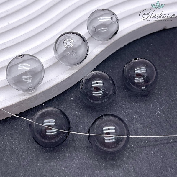 18 мм Бусина шар стекло серое