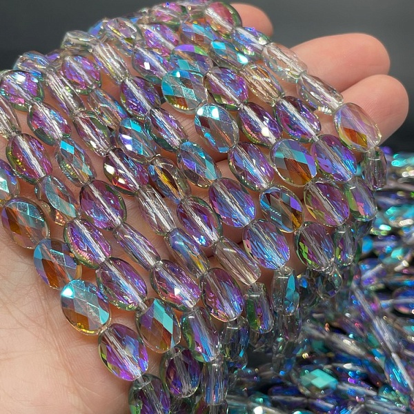 8*11 мм Стекло Lux, овал огранка, цвет песочный с фиолетовым переливом №15 (4)