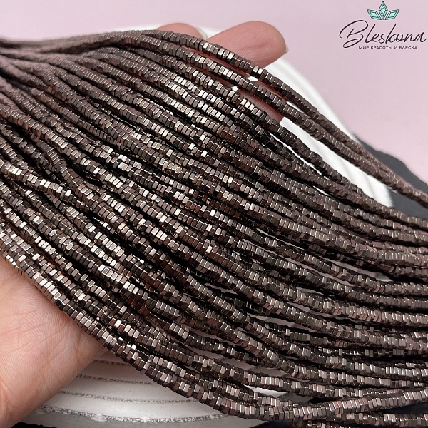 3*1 мм Гематин, цвет коричневый №1 (шоколадный), диск шестигранник имитация