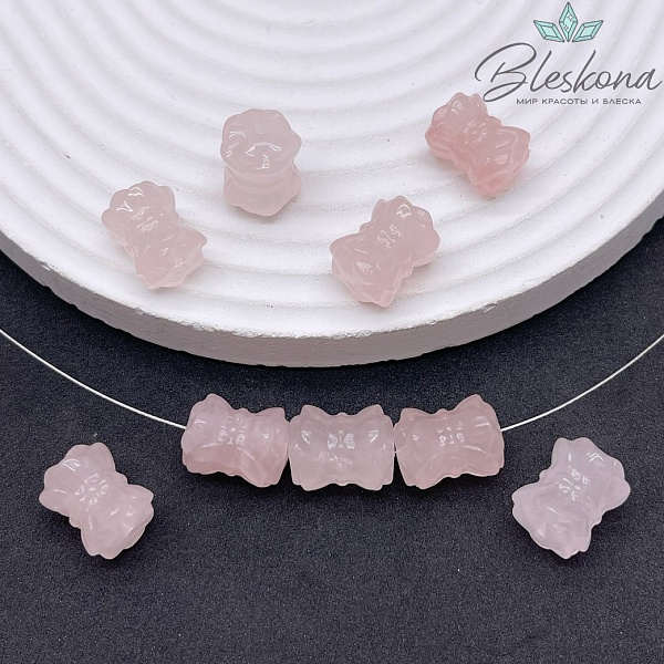 11*13 мм Резная бусина Бант Розовый Кварц