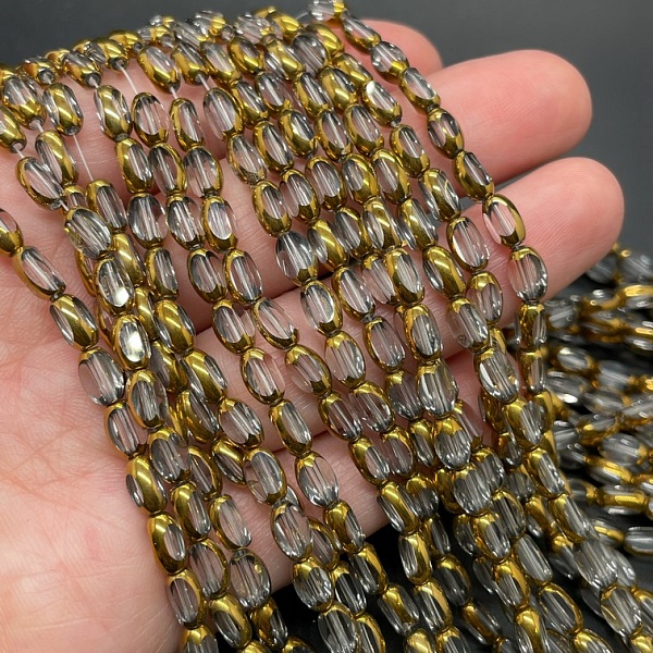 4,3*6,5 мм Стекло Lux, рис огранка, цвет прозрачный  в обрамлении