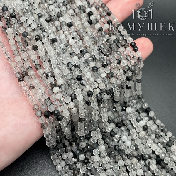 Кварц Турмалиновый микроогранка ⌀3мм