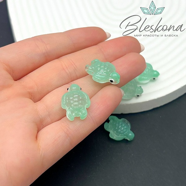 18,5*14 мм  Бусина черепаха зеленая