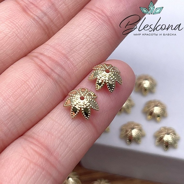 8,7 мм Цвет золото, Шапочка цветок