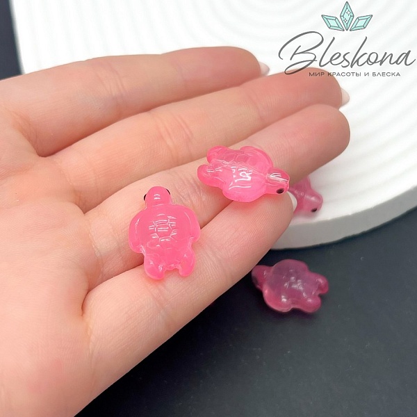 18,5*14 мм  Бусина черепаха розовая