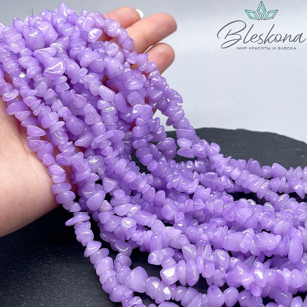 Крошка Кварц фиолетовый (тонированный) ширина бусин ~ 7-9 мм