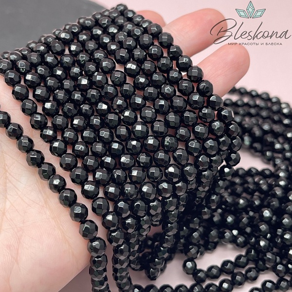 Агат черный огранка 6 мм 