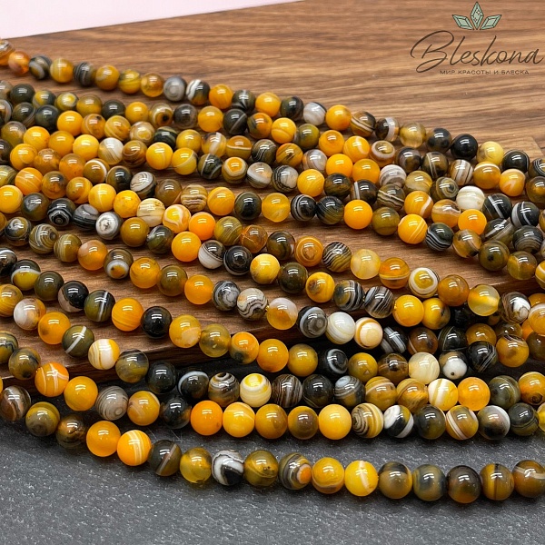 Агат оранжево-коричневый 6 мм 
