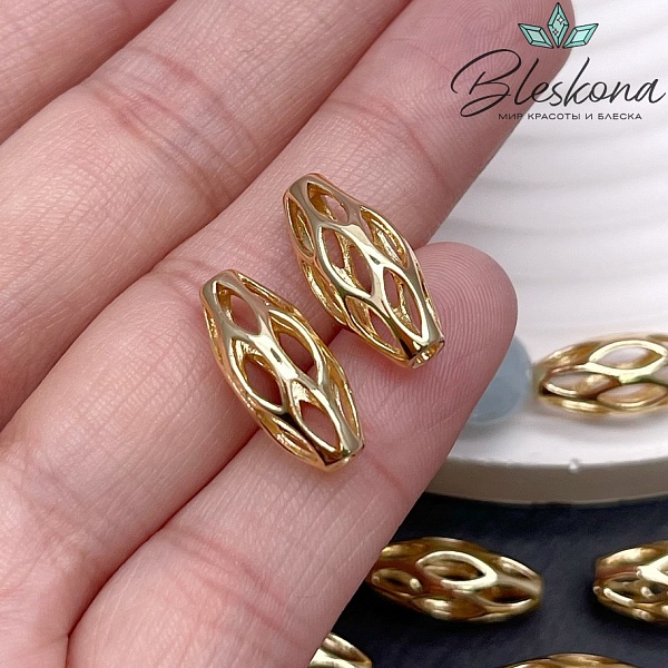 18*7,5 мм Цвет золото, Бусина рис резной