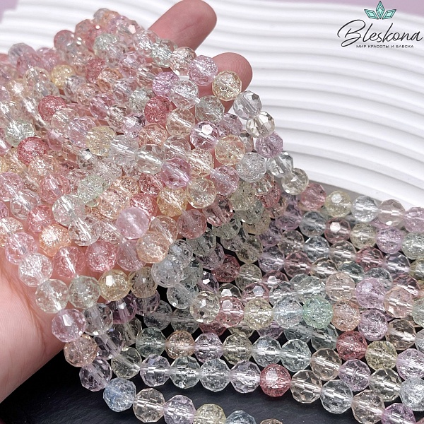 Кварц снежный огранка микс №1 (имитация) 8 мм