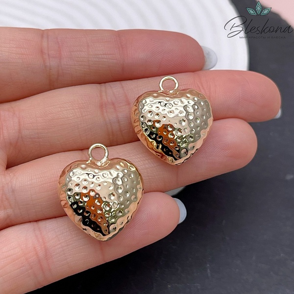 20,5мм, цвет золото, Подвеска сердце точки 
