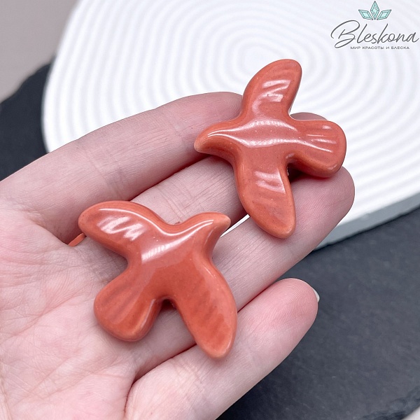 33*37 мм Керамика бусина Голубь оранжевый (Птица)