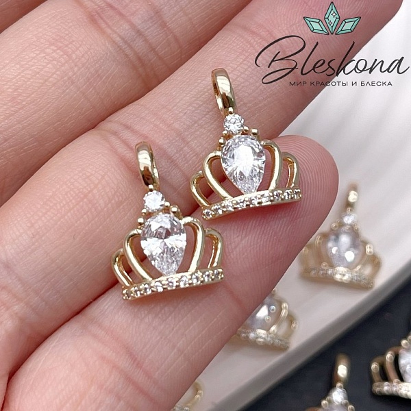 17,2*13 мм Цвет золото, Подвеска корона с цирконами