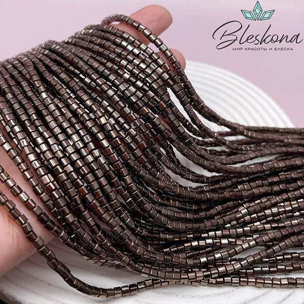 3 мм Гематин имитация, цвет коричневый №1 (шоколадный), куб мягкие грани