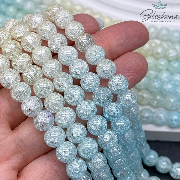 Кварц снежный желто- голубой (имитация) 8 мм