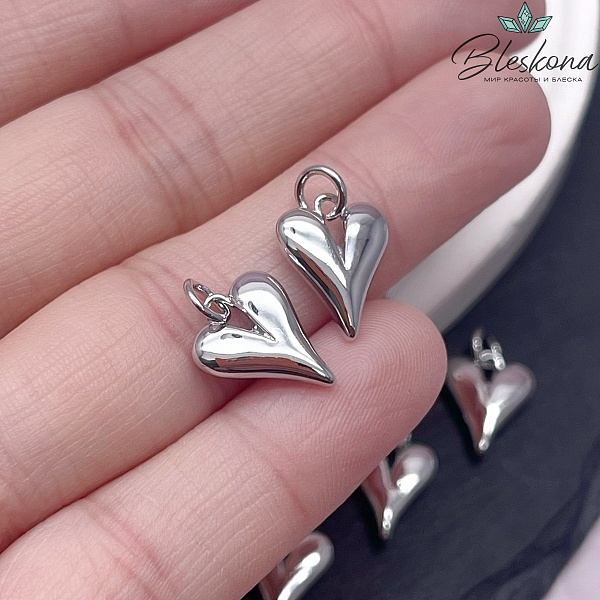 10,5*13,5мм Цвет серебро, Подвеска сердце объемное