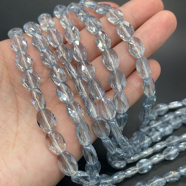 8*11 мм Стекло Lux, овал огранка, цвет серо- голубой