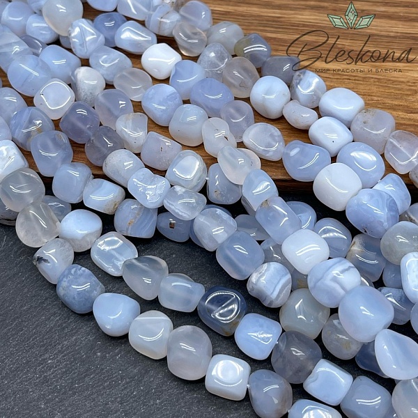 Агат голубой (Сапфирин) галтовка (9-11)*(8-10) мм