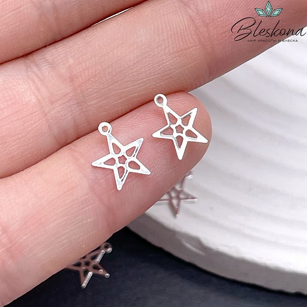 8,3*9,6мм, цвет серебро,Подвеска звезда 