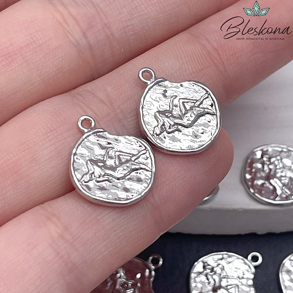 14 мм, цвет серебро, Подвеска Дева Р16680