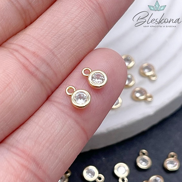 6*4,5 мм Цвет золото, Подвеска Круг мини циркон