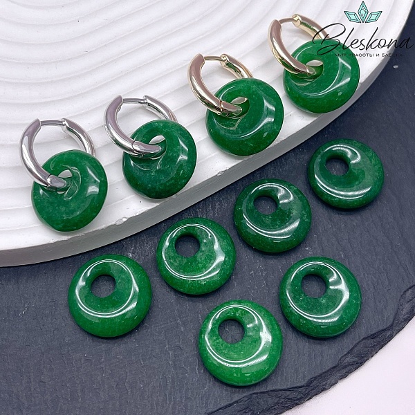 Бублик смещенный центр Кварц зеленый 18мм