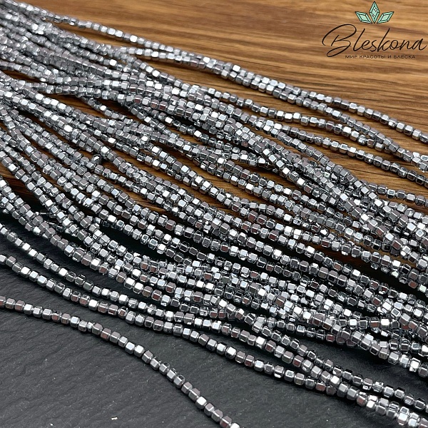 2 мм Гематин, цвет темное серебро, шестигранник имитация