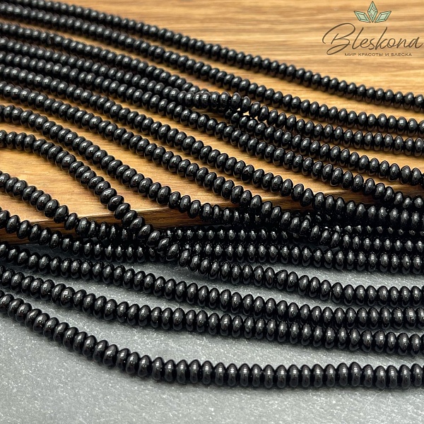 Агат черный рондель острый 4*2 мм 