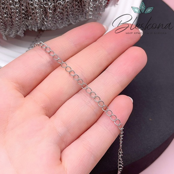 Цепь №11 цвет серебро 4*3 мм