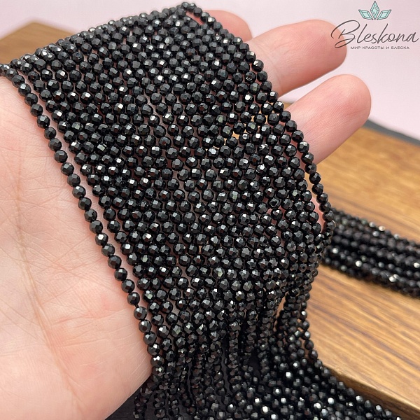 Турмалин черный (Шерл) алмазная огранка 3 мм