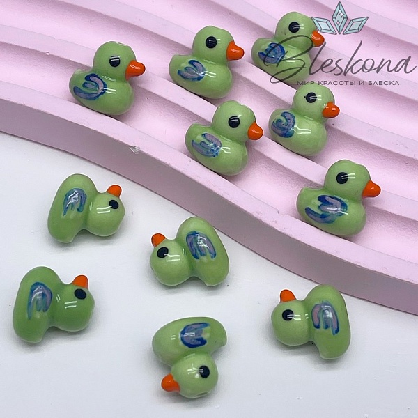 12*12,5 мм Керамика бусина уточка светло-зеленая