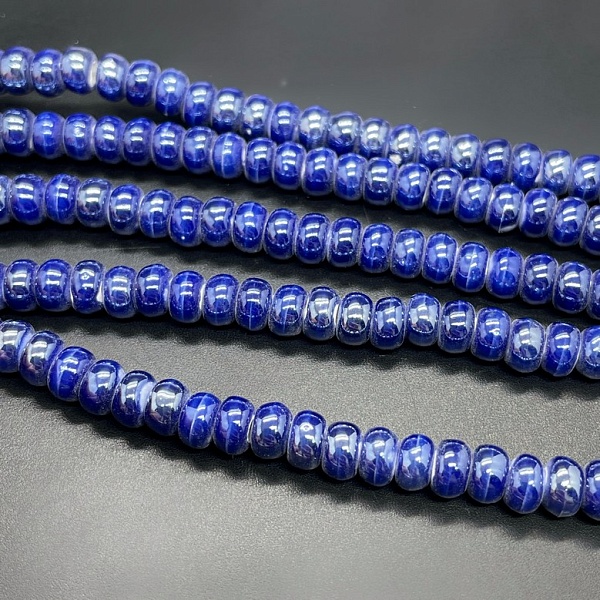 6*4 мм Бусина-разделитель, керамика цвет синий