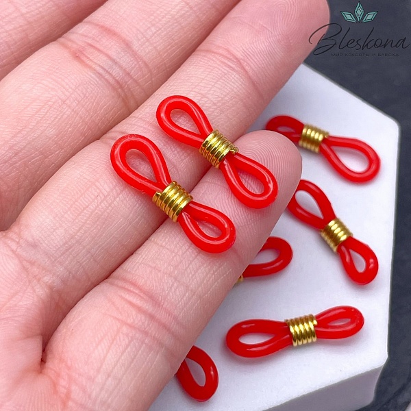 Держатель силиконовый красный,Цвет золото 19мм уп 10шт