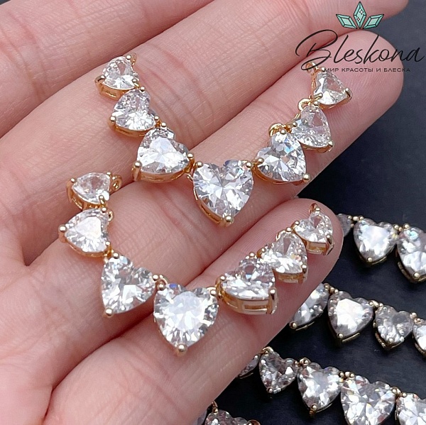 47*9 мм Цвет золото, Коннектор Сердечки цирконы 