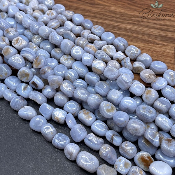 Агат голубой (Сапфирин) галтовка №1 (10-14)*(8-10) мм