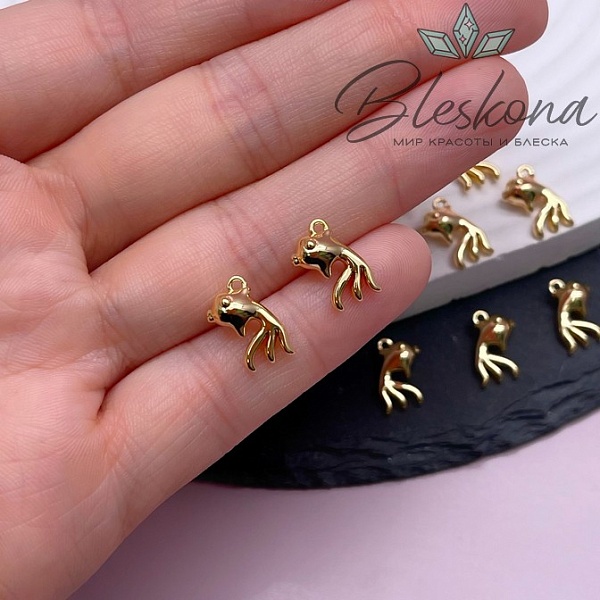 12,5*11 мм Цвет золото, Подвеска рыбка