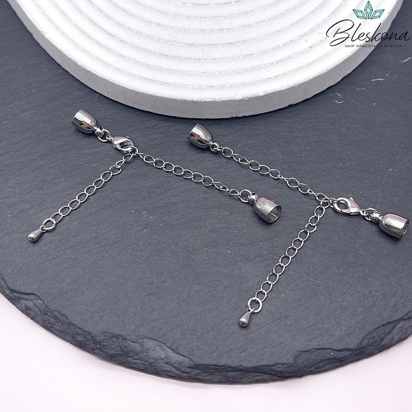 10 мм Цвет серебро, Замок с концевиками для шнурка