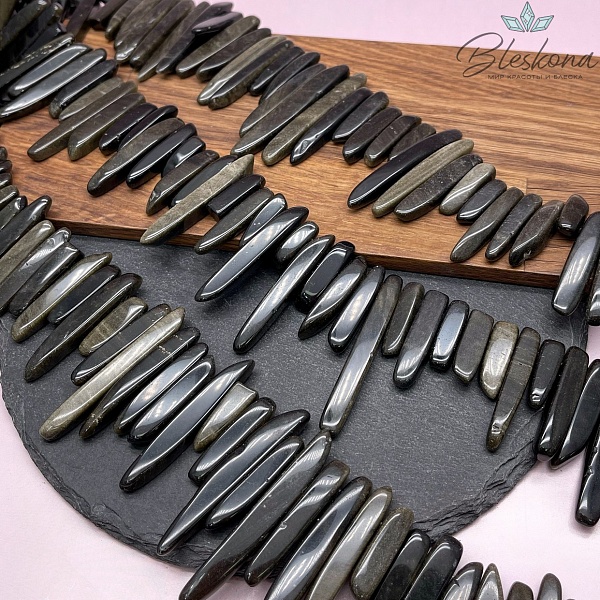 Обсидиан золотистый бруски (26-61)*(6,5-8) мм