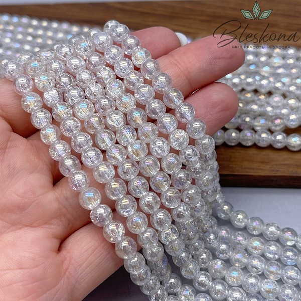 Кварц снежный белый с переливом (имитиация) 6 мм