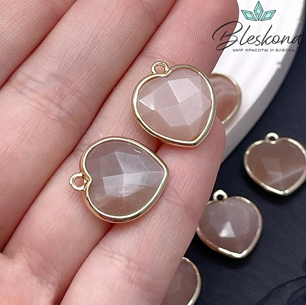 16,3*18,7мм,Цвет золото,Подвеска Сердце Солнечный камень огранка