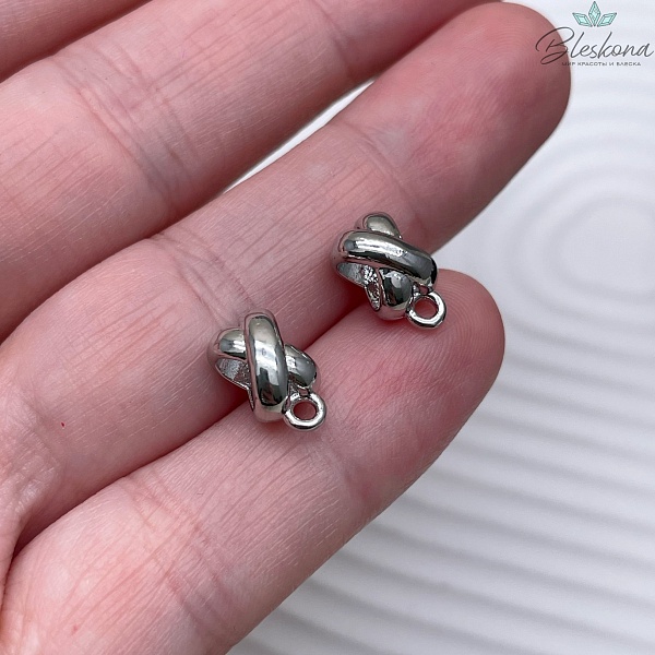 11*6,2 мм Цвет серебро, Бейл X- формы неразъемное кольцо