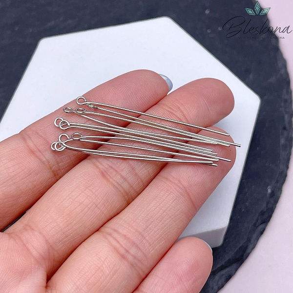 4,5 см*0,7 мм Цвет серебро, Пины петелька жесткие уп. 10 шт.