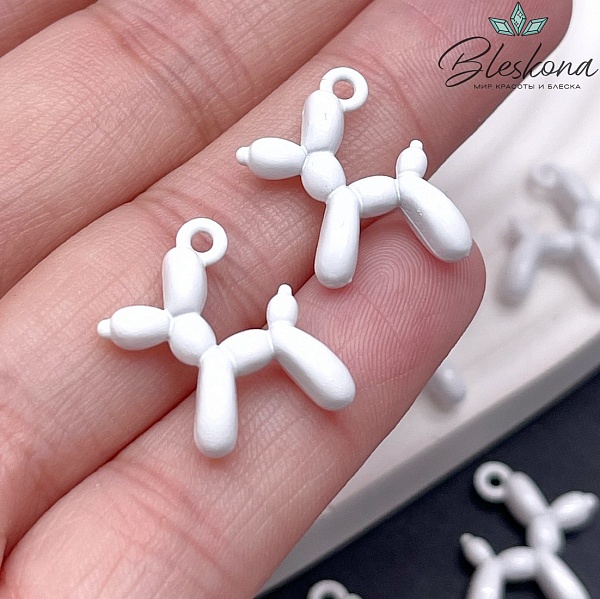 14*18 мм, Подвеска пудель белая эмаль