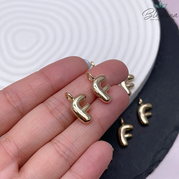 18 мм, Цвет золото, Буква объемная F