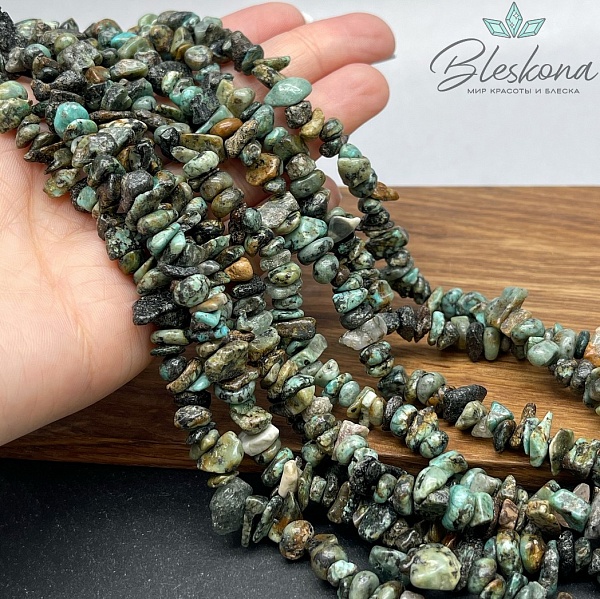 Крошка Яшма (африканская бирюза) ширина бусин ~ 7-11 мм