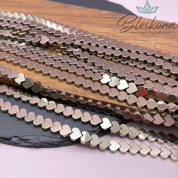 7*8 мм Гематин имитация, темное золото сердце углы