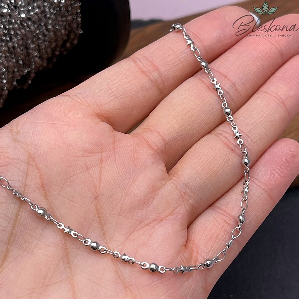 Цепь №С96 Цвет серебро 6*2,5/6,5*2,5 мм звезда, круг Сталь