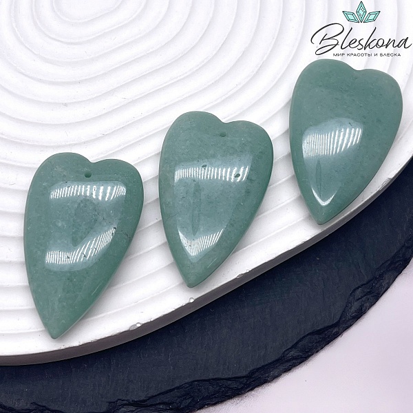 25*40 мм Подвеска Сердце Зеленый Авантюрин 