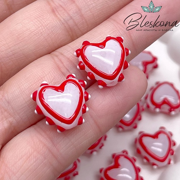 15*16 мм Бусина сердце белое